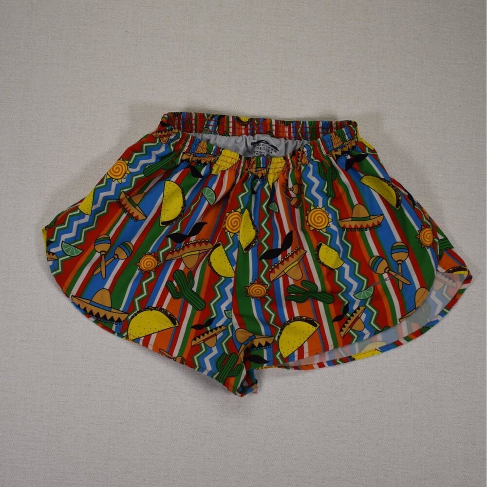 Boa USA Stretch 1" Elite Split Leg Taco Print Lined Running Shorts Womens Size M - Picture 2 of 8